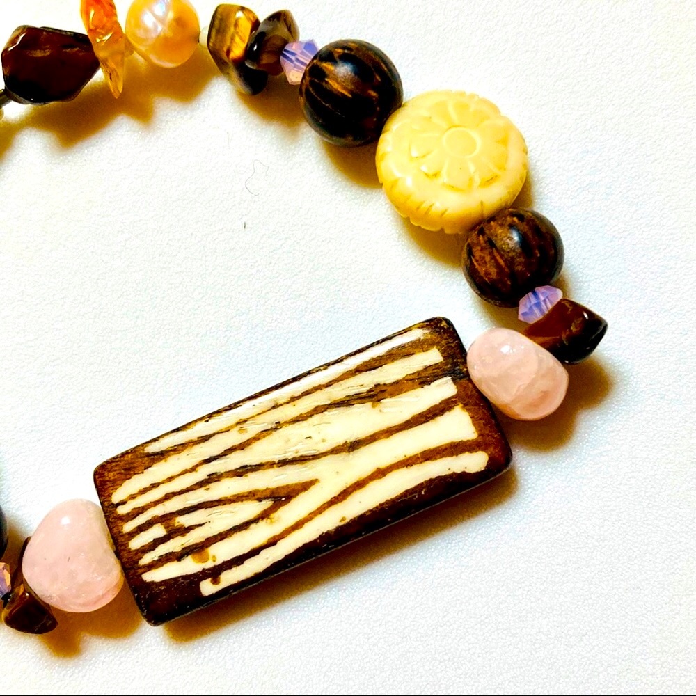 Handmade Safari Sunset Pink Brown Zebra Bracelet